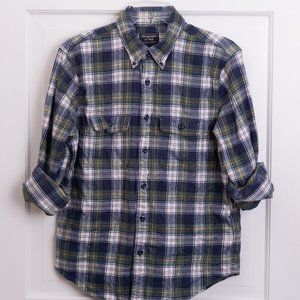 A&F Men's Blue-Green Plaid Flannel Shirt